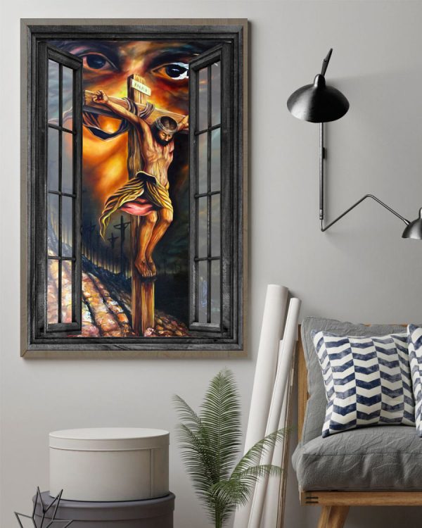 Jesus 3D Window View Wall Arts Painting Prints Decor Colossians 2:14 Christian Gift Idea Framed Prints, Canvas Paintings - Image 2