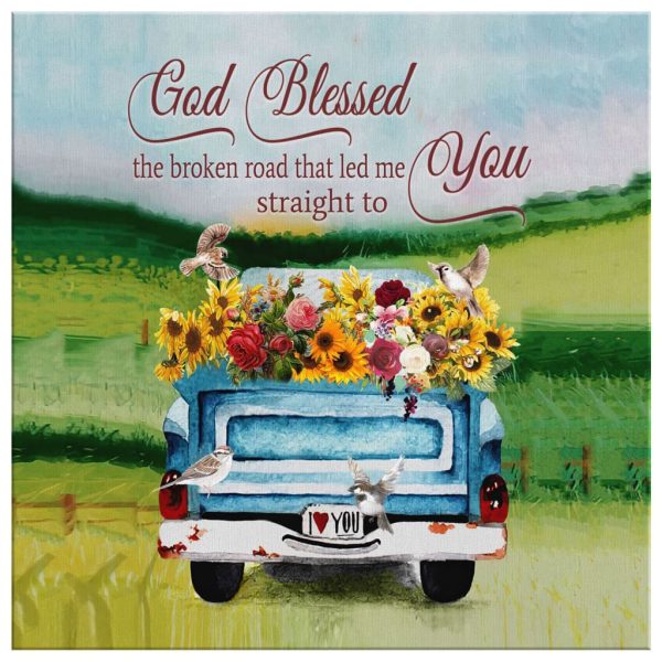 God Blessed The Broken Road Canvas Christian Canvas Gallery Painting Wrapped Canvas Square Canvas Frames - Image 3