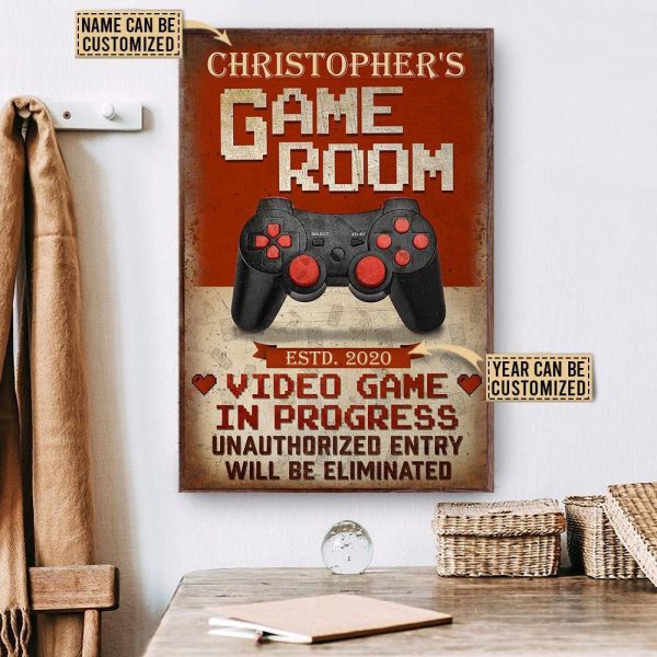 here Gifts Personalized Game Video In Progress Canvas Home Decor - Image 2