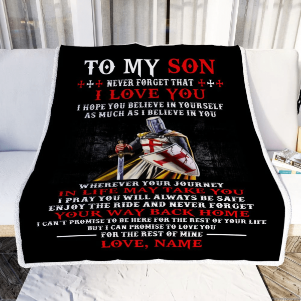 Personalized To My Son Knight Templar Blanket From Dad Father Never Fo - Image 3