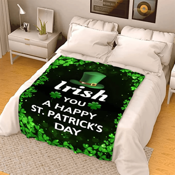 Irish You A Happy St. Patrick Day Blanket For Family Friends, Clovers - Image 2