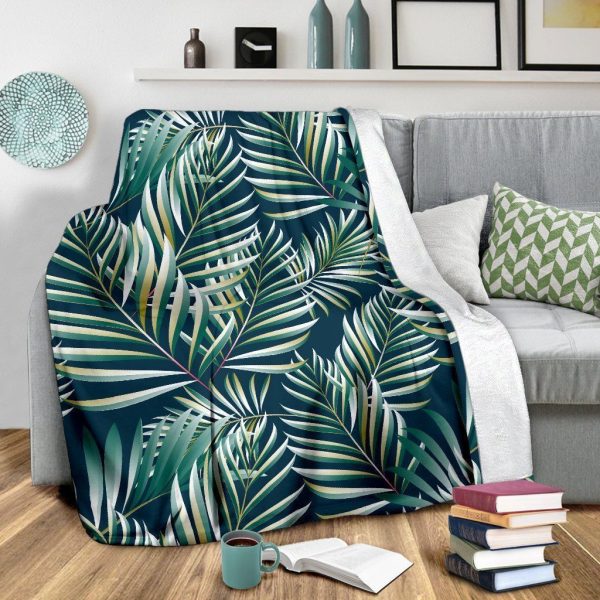 Wild Sun Spot Tropical Palm Leaves Hower Curtain Fleece Blanket - Image 3