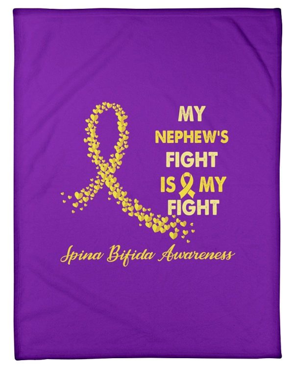 My Nephew's Fight Is My Fight Yellow Ribbon Gifts Fleece Blanket - Image 3
