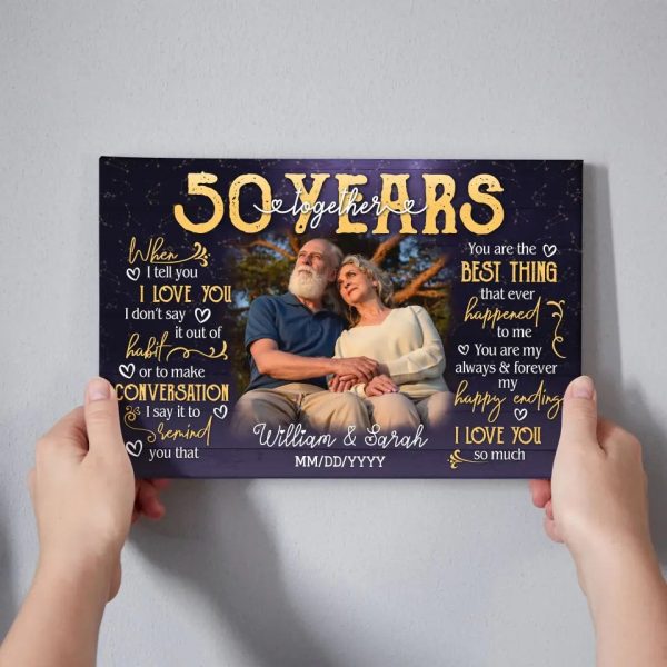 Personalized Photo Canvas Prints, Gifts For Couples, 50th Anniversary Gift For Husband And Wife, 50 Years When I Tell You I Love You Dem Canvas - Image 4