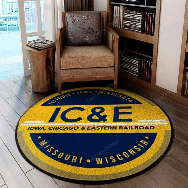 Ice Living Room Round Mat Circle Rug Ice Iowa, Chicago Eastern Railroad - Image 2